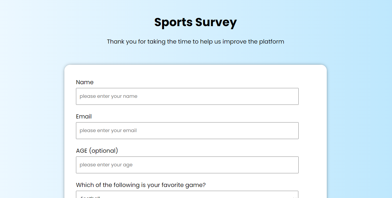 screenshot of my survey form project