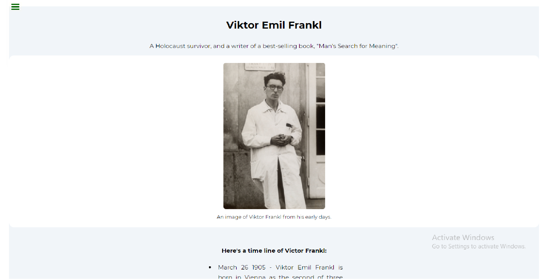 screenshot of my tribute page project